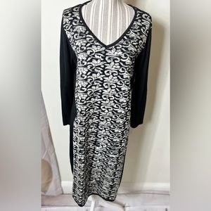 AB Studio V Neck sweater Dress Midi Sz XL